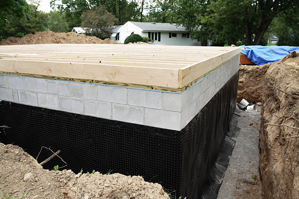 neue untergeschoss foundation material - concrete block stock-fotos und bilder