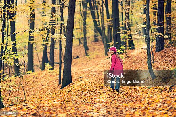 Littlt Mädchen Walking Im Herbstwald Stockfoto und mehr Bilder von Gehen - Gehen, Herbst, Naturwald