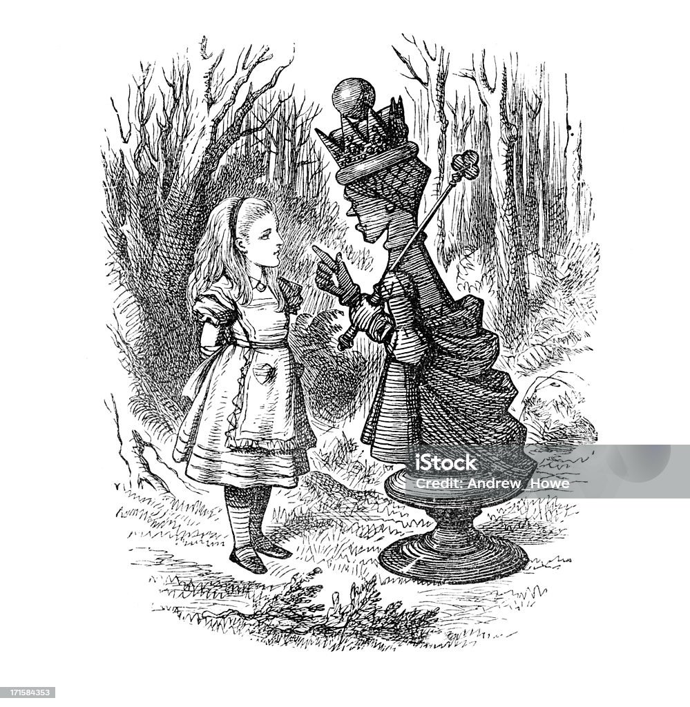 Alice-através do espelho - Ilustração de Alice no País das Maravilhas royalty-free