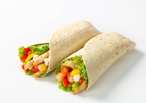 mexican fajitas (tortilla wraps) - tortillas stock-fotos und bilder