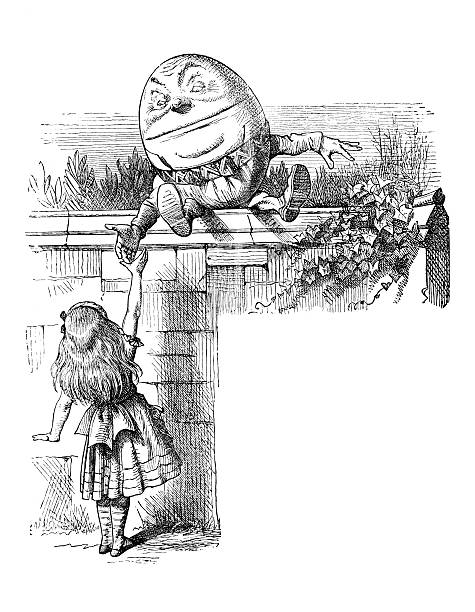 ilustrações de stock, clip art, desenhos animados e ícones de alice-através da aparência de vidrocomment - humpty dumpty