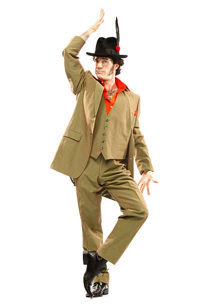 istock green vintage dancer with hat  moves isolated on white 171584913