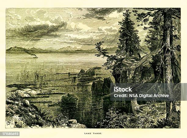 Lake Tahoe Usahistoryczne American Ilustracje - Stockowe grafiki wektorowe i więcej obrazów Jezioro Tahoe - Jezioro Tahoe, Ameryka, Ameryka Północna