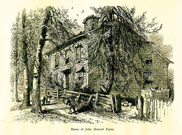 홈화면 of john howard 베킨, 이스트햄프턴, 뉴욕 - long island 19th century style usa north america stock illustrations