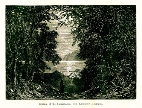 Susquehanna River viewed from the Kittatinny Mountains, USA. Published in Picturesque America or the Land We Live In (D. Appleton & Co., New York, 1872).