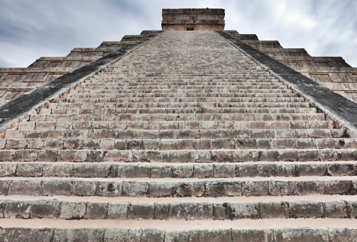 Kukulkan pyramid steps close-up, Chichen Itza, Mexico