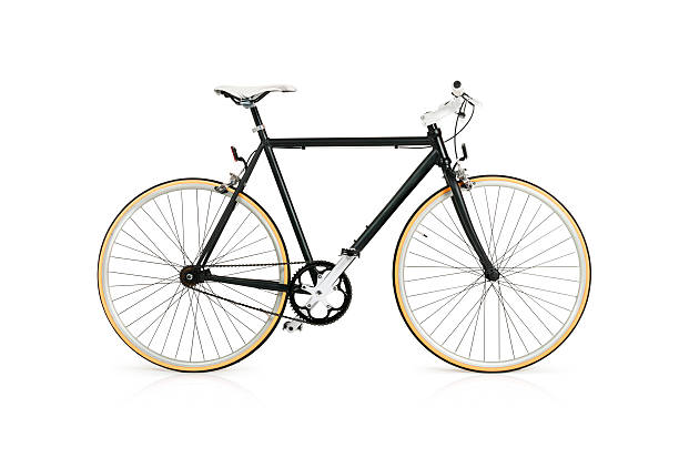 Bicycle with Full Clipping Path Fixie style black bicycle with full clipping path isolated on white background. tire vehicle part photos stock pictures, royalty-free photos & images
