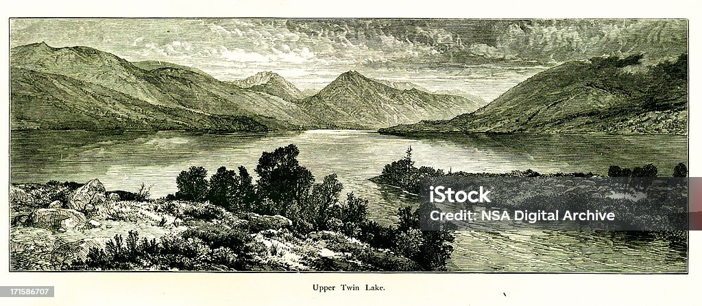 Obermaterial Twin Lake, Colorado - Lizenzfrei Colorado - Westliche Bundesstaaten der USA Stock-Illustration