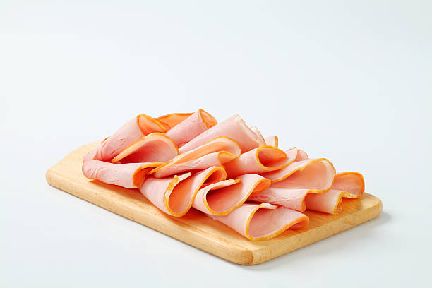 Slices of ham on a cutting board