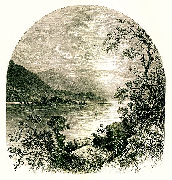 The Susquehanna River, USA Susquehanna River. Engraving published in Picturesque America or the Land We Live In (D. Appleton & Co., New York, 1872). paradise pennsylvania stock illustrations
