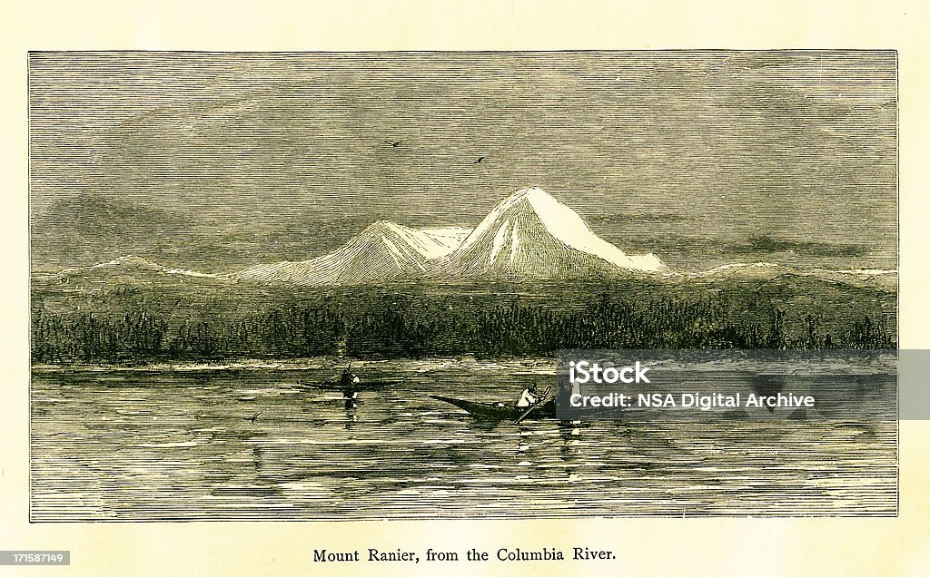 Monte Rainier, Washington/Historic American ilustraciones - Ilustración de stock de Monte Rainier libre de derechos