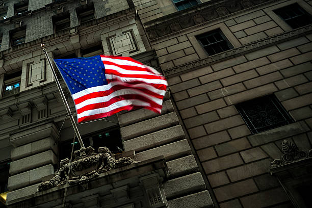 istock American flag in front of old building 171587715