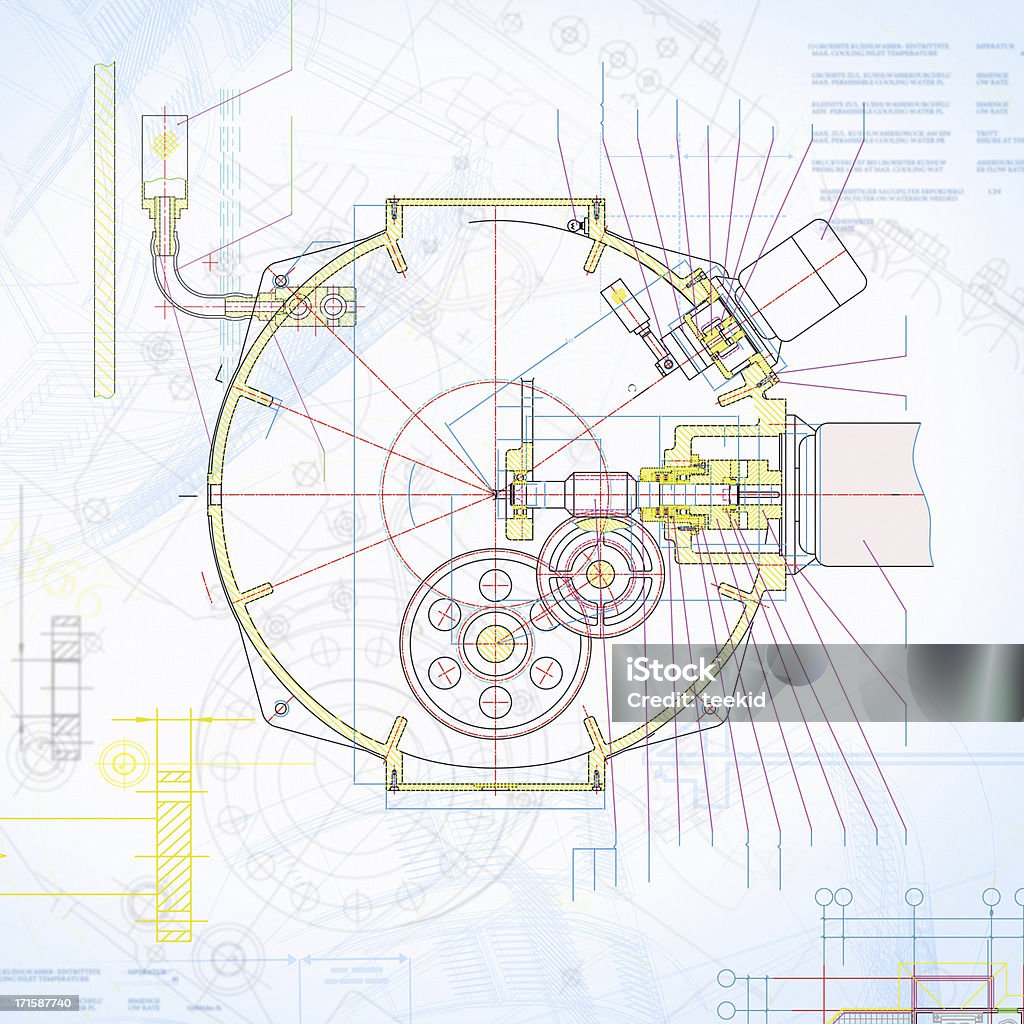 Machine Blueprint-équipement de l'industrie Design - Photo de Croquis libre de droits