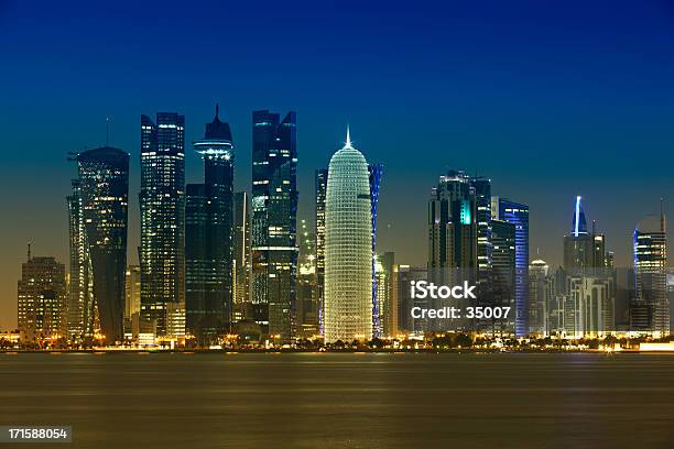 Doha Bay District Skyline Stock Photo - Download Image Now - Qatar, Natural Gas, Doha