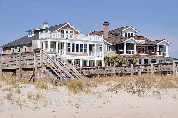 casas de praia, carolina do sul - south carolina beach south north carolina - fotografias e filmes do acervo