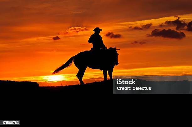 Cowboyfahrten In Den Sonnenuntergang Stockfoto und mehr Bilder von Aktivitäten und Sport - Aktivitäten und Sport, American Quarter Horse, Berufliche Beschäftigung