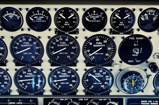 Overhead panel of a vintage airlinerClick here for more aviation images