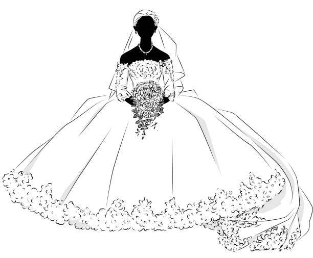 ilustrações de stock, clip art, desenhos animados e ícones de bride silhouette illustration - wedding bride wedding reception silhouette