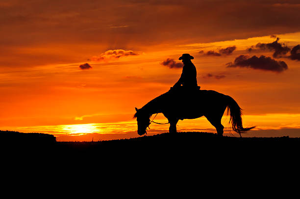 istock Cowboy with a horse in the sunset 171589125