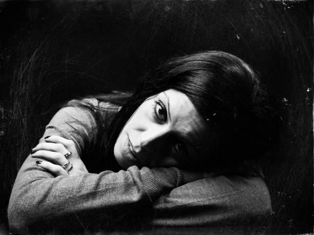 istock Pensive Woman. Black and White 171589184