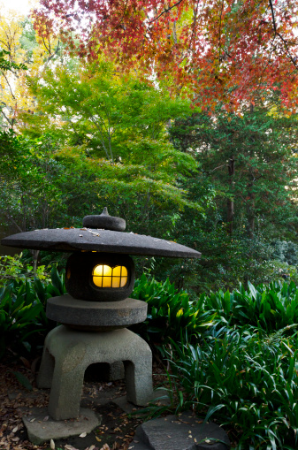 Stone lantern in japanese garden
