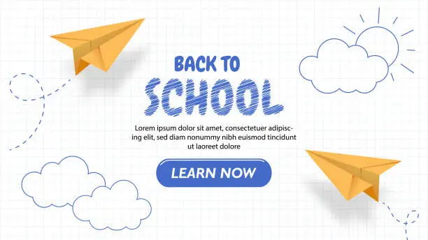 Vector illustration of School banner with paper planes vector concept