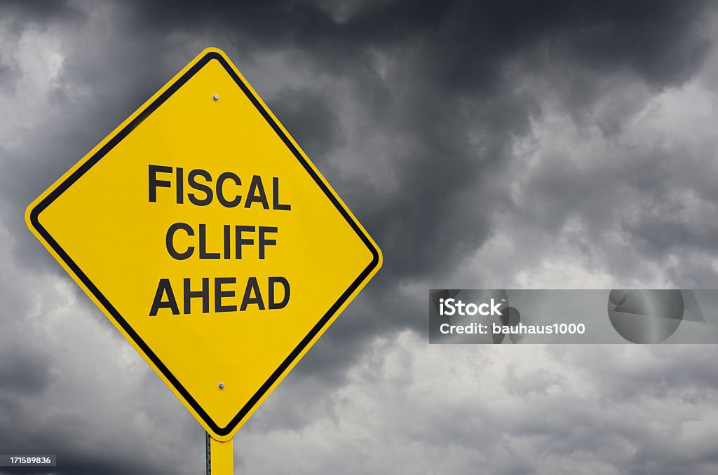 Fiscale Cliff Segnale stradale - Foto stock royalty-free di Fiscal cliff