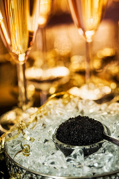 caviar et champagne - caviar photos et images de collection