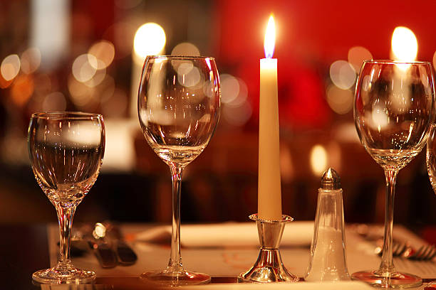 candlelight in gourmet restaurant (close up)