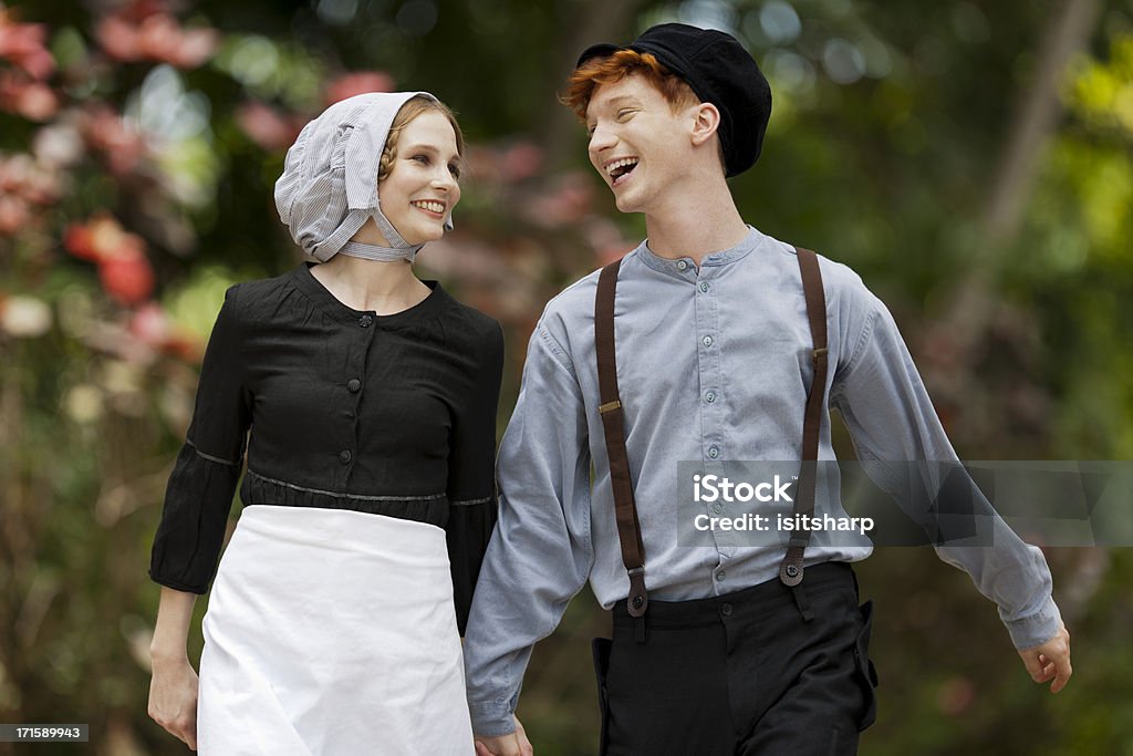 Young couple A young couple in love, vintage fashion Amish Stock Photo