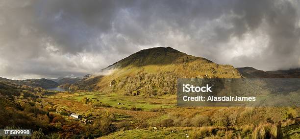 Nant Gwynant Panorama Stock Photo - Download Image Now - Agricultural Field, Autumn, Bridge Beddgelert