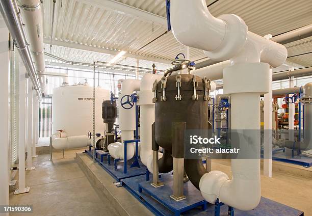 Pumps Filters And Storage Tank For Hvac Cooling System Stock Photo - Download Image Now