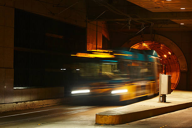 Seattle Metro Bus Emerging From Tunnel stock photo