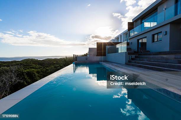 Luxury Villa Pool Deck Stock Photo - Download Image Now - Swimming Pool, Villa, Modern