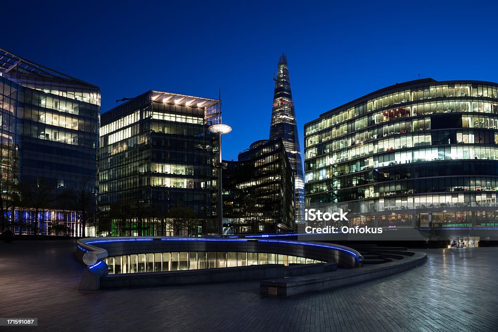 London Buildings and The Shard at Night London buildings at night, UK British Culture Stock Photo