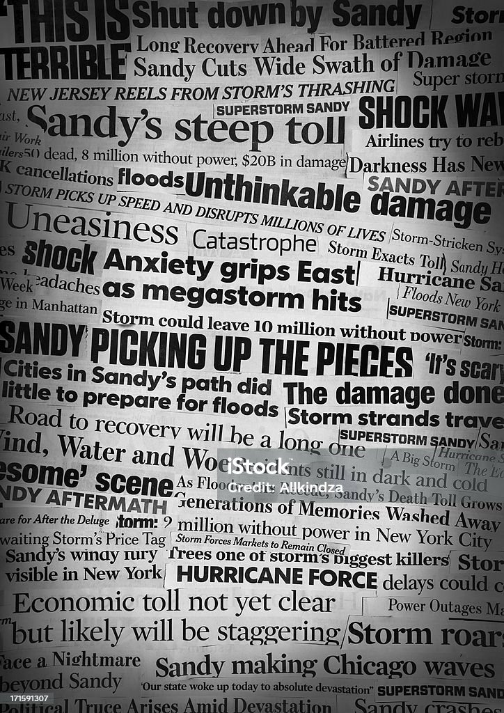 Hurrikan Sandy Schlagzeile Collage - Lizenzfrei Hurrikan Sandy Stock-Foto
