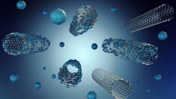 istock Drug molecules conjugated on carbon nanotube's body 1715914398