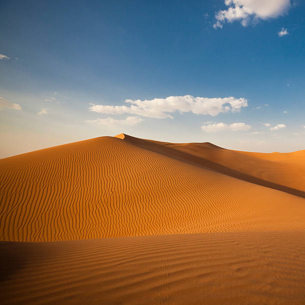 waves of sand desert sand dunes in dubai, near the border to oman. desert safari stock pictures, royalty-free photos & images