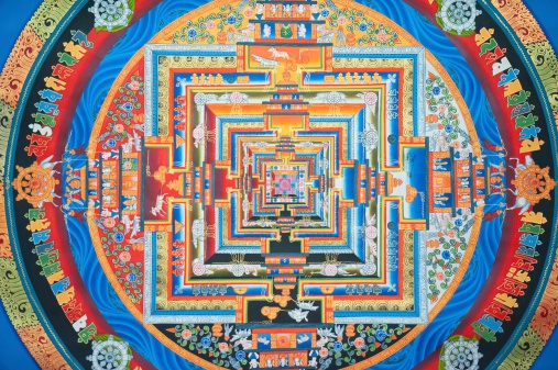 This Tibetan Kalachakra mandala has been painted on the monastery in Nepal.You can find more  images from Nepal here :