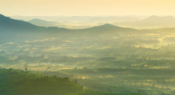 istock Beautiful sunrise at misty morning mountains . 171591949