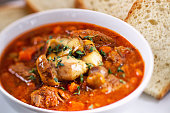 Hot stew with mushrooms