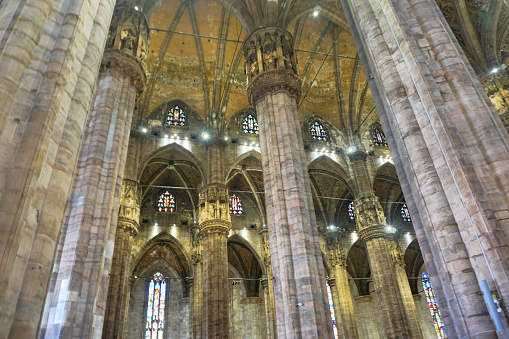 Interior of Duomo in Milan, Italy