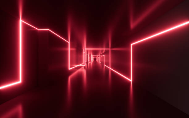 istock Abstract indoor building with neon light, 3d rendering. 1716038717