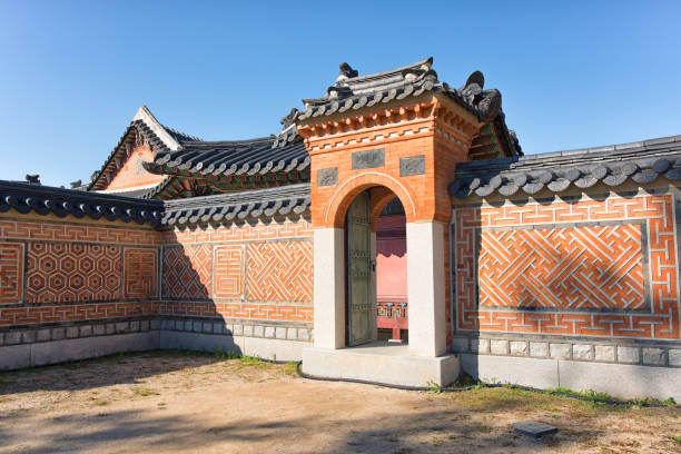 istock Traditional Korean Small Gate and Tiles Wall 1716189850