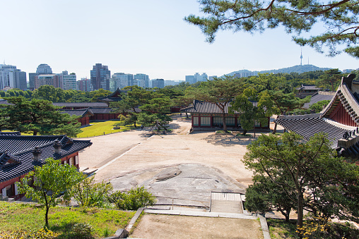 Seoul, South Korea - October 26, 2022: Cheong Wa Dae, also known as the Blue House, now a park and museum open to the public. It had served as the office and official residence of the president of South Korea from 1948 to May 2022.