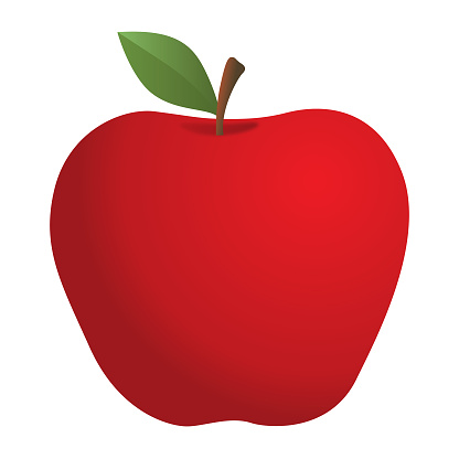 Vector bright red apple on a white background.