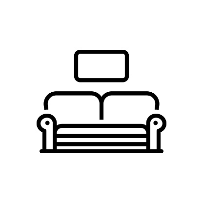 Icon for sofa, couch, armchair, furniture, comfort, lounge, cozy, living room, interior, waiting area, settee, divan