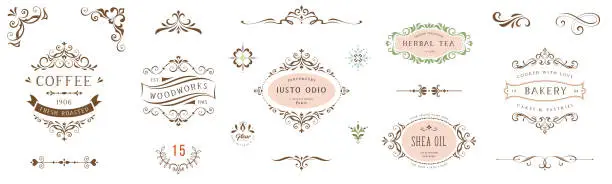 Vector illustration of Vintage Ornate Labels_01