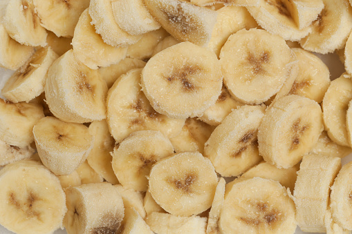 Frozen banana cuts for smoothies and homemade ice cream