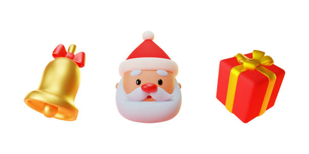 Set of 3d Christmas icons vector art illustration